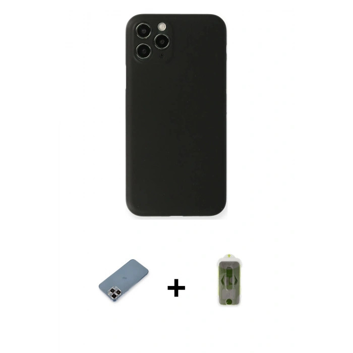 MARSİLYAN™- iPhone 11 Pro Max Kılıf Yadigar Yansıma Serisi - Siyah Joko Magic 5D Hayalet Cam + Metal Kamera Lens Koruma Cam - MR