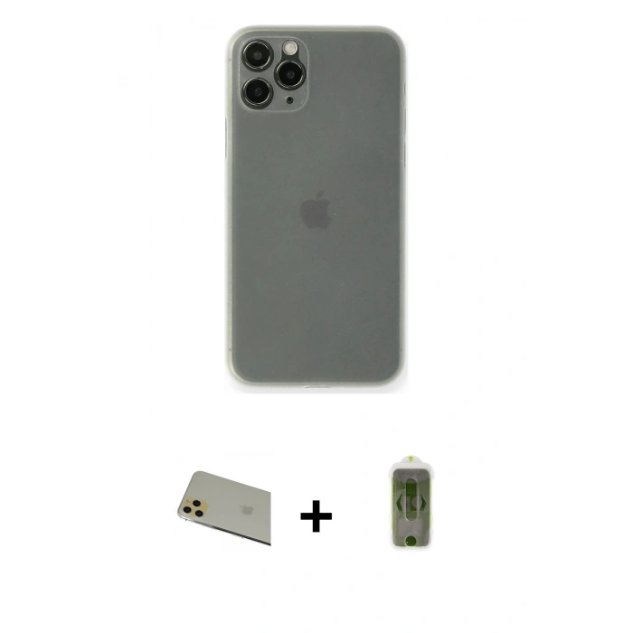 MARSİLYAN™- iPhone 11 Pro Max Kılıf Yadigar Yansıma Serisi - Siyah Joko Magic 5D Hayalet Cam + Rainbow Kamera Lens Koruma Cam - GD