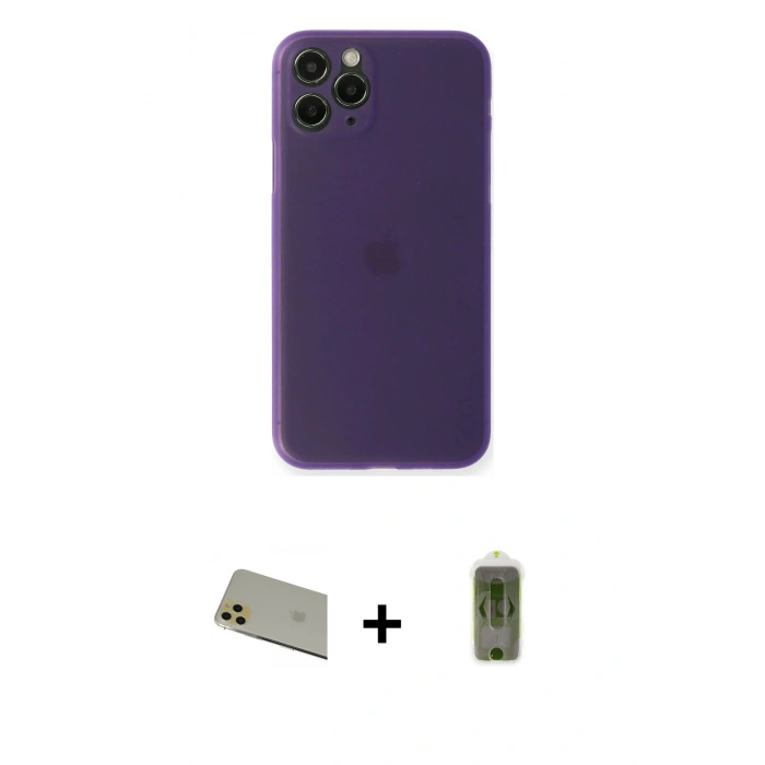 MARSİLYAN™- iPhone 11 Pro Max Kılıf Yadigar Yansıma Serisi - Siyah Joko Magic 5D Hayalet Cam + Rainbow Kamera Lens Koruma Cam - GD