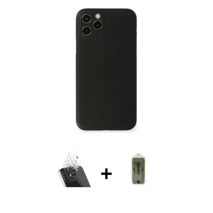 MARSİLYAN™- iPhone 11 Pro Max Kılıf Yadigar Yansıma Serisi - Siyah Joko Magic 5D Hayalet Cam + Kamera Lens Koruma Cam - SF