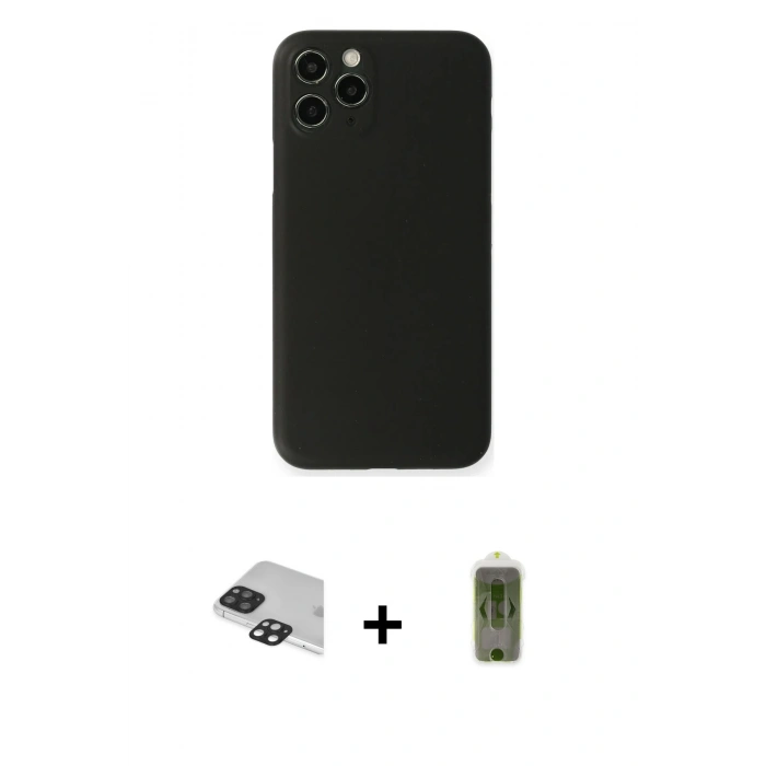 MARSİLYAN™- iPhone 11 Pro Max Kılıf Yadigar Yansıma Serisi - Siyah Joko Magic 5D Hayalet Cam + Siyah Pers Alüminyum Kamera Lens