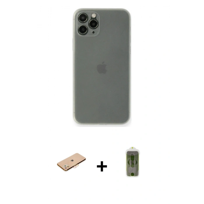 MARSİLYAN™- iPhone 11 Pro Max Kılıf Yadigar Yansıma Serisi - Siyah Joko Magic 5D Hayalet Cam + Renkli Kamera Lens Koruma Cam - TU