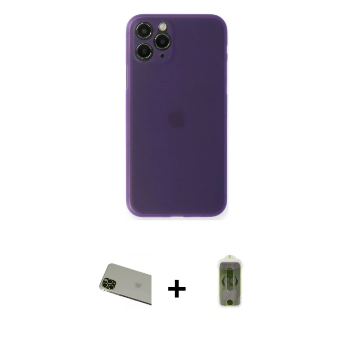 MARSİLYAN™- iPhone 11 Pro Max Kılıf Yadigar Yansıma Serisi - Siyah Joko Magic 5D Hayalet Cam + Rainbow Kamera Lens Koruma Cam - YL