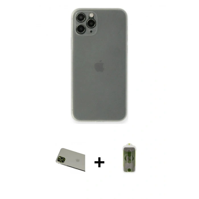 MARSİLYAN™- iPhone 11 Pro Max Kılıf Yadigar Yansıma Serisi - Siyah Joko Magic 5D Hayalet Cam + Rainbow Kamera Lens Koruma Cam - YL