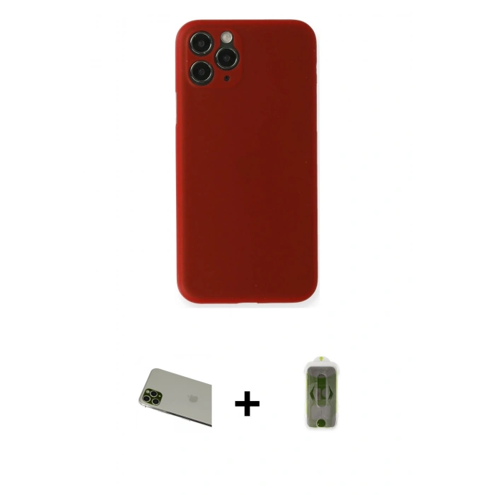 MARSİLYAN™- iPhone 11 Pro Max Kılıf Yadigar Yansıma Serisi - Siyah Joko Magic 5D Hayalet Cam + Rainbow Kamera Lens Koruma Cam - YL