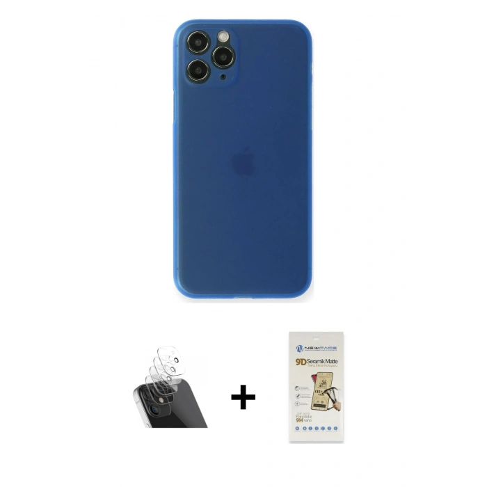 MARSİLYAN™- iPhone 11 Pro Max Kılıf Yadigar Yansıma Serisi - Siyah Mat Seramik Nano Ekran Koruyucu + Kamera Lens Koruma Cam - SF