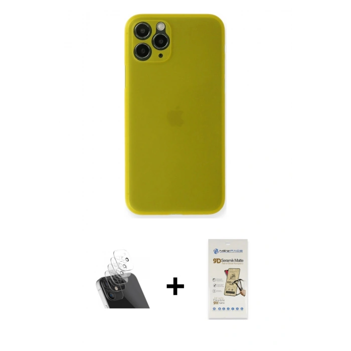 MARSİLYAN™- iPhone 11 Pro Max Kılıf Yadigar Yansıma Serisi - Siyah Mat Seramik Nano Ekran Koruyucu + Kamera Lens Koruma Cam - SF