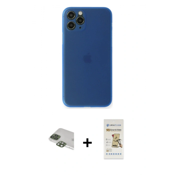 MARSİLYAN™- iPhone 11 Pro Max Kılıf Yadigar Yansıma Serisi - Siyah Mat Seramik Nano Ekran Koruyucu + Pers Alüminyum Kamera Lens - YL