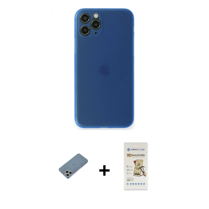 MARSİLYAN™- iPhone 11 Pro Max Kılıf Yadigar Yansıma Serisi - Siyah Mat Seramik Nano Ekran Koruyucu + Shine Kamera Lens Koruma Cam - GS