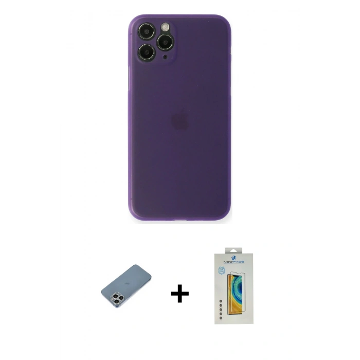 MARSİLYAN™- iPhone 11 Pro Max Kılıf Yadigar Yansıma Serisi - Siyah Polymer Nano Ekran Koruyucu + Shine Kamera Lens Koruma Cam - GS