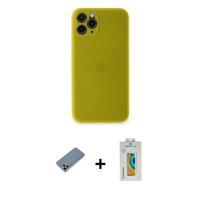 MARSİLYAN™- iPhone 11 Pro Max Kılıf Yadigar Yansıma Serisi - Siyah Polymer Nano Ekran Koruyucu + Metal Kamera Lens Koruma Cam - MR