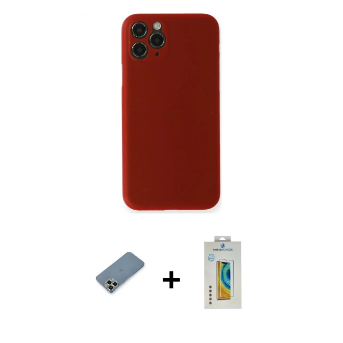 MARSİLYAN™- iPhone 11 Pro Max Kılıf Yadigar Yansıma Serisi - Siyah Polymer Nano Ekran Koruyucu + Metal Kamera Lens Koruma Cam - GD