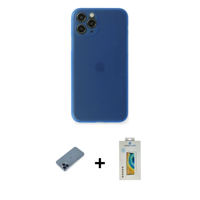MARSİLYAN™- iPhone 11 Pro Max Kılıf Yadigar Yansıma Serisi - Siyah Polymer Nano Ekran Koruyucu + Metal Kamera Lens Koruma Cam - MI