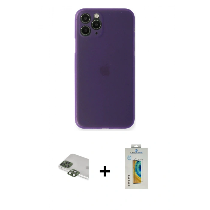 MARSİLYAN™- iPhone 11 Pro Max Kılıf Yadigar Yansıma Serisi - Siyah Polymer Nano Ekran Koruyucu + Pers Alüminyum Kamera Lens - YL
