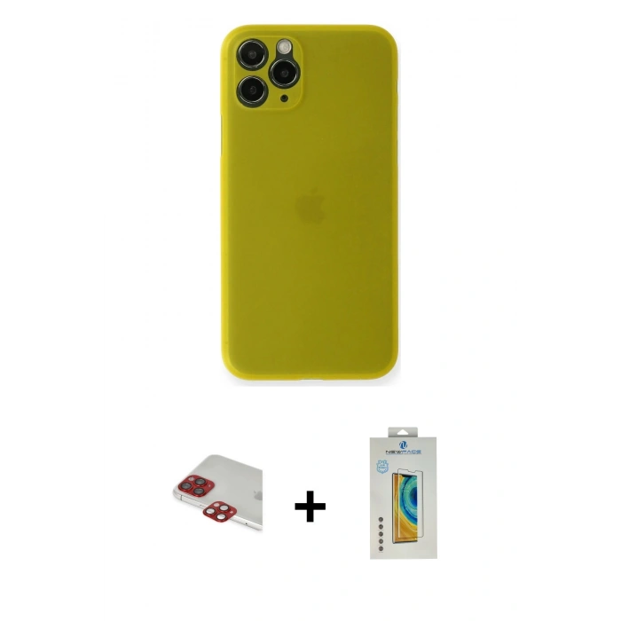 MARSİLYAN™- iPhone 11 Pro Max Kılıf Yadigar Yansıma Serisi - Siyah Polymer Nano Ekran Koruyucu + Pers Alüminyum Kamera Lens - KI