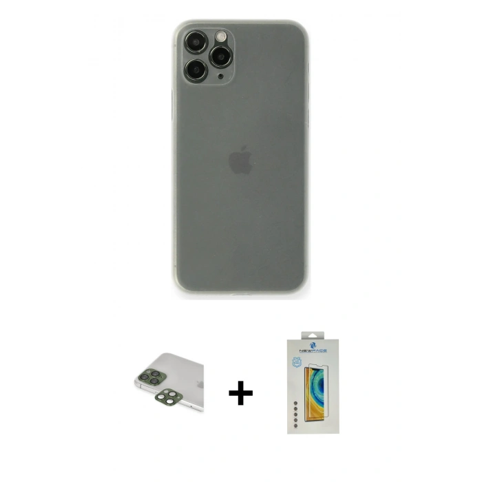 MARSİLYAN™- iPhone 11 Pro Max Kılıf Yadigar Yansıma Serisi - Siyah Polymer Nano Ekran Koruyucu + Pers Alüminyum Kamera Lens - YL