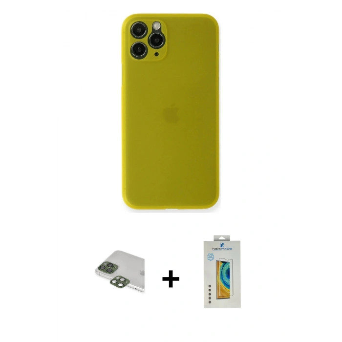 MARSİLYAN™- iPhone 11 Pro Max Kılıf Yadigar Yansıma Serisi - Siyah Polymer Nano Ekran Koruyucu + Pers Alüminyum Kamera Lens - YL