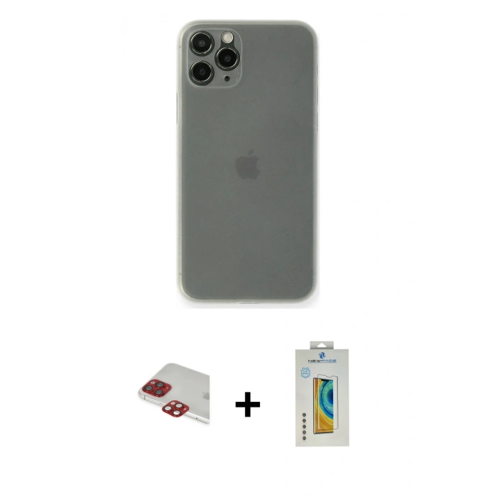 MARSİLYAN™- iPhone 11 Pro Max Kılıf Yadigar Yansıma Serisi - Siyah Polymer Nano Ekran Koruyucu + Pers Alüminyum Kamera Lens - KI