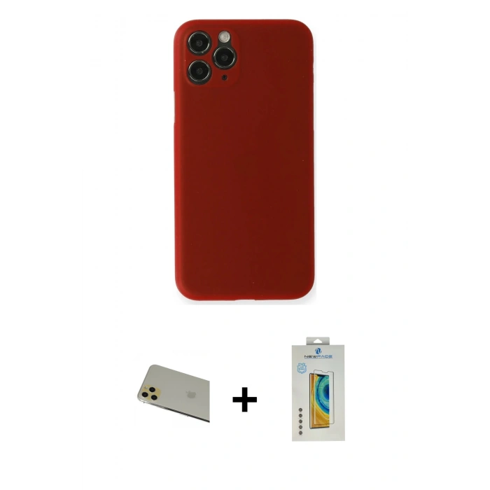 MARSİLYAN™- iPhone 11 Pro Max Kılıf Yadigar Yansıma Serisi - Siyah Polymer Nano Ekran Koruyucu + Rainbow Kamera Lens Koruma Cam - GD