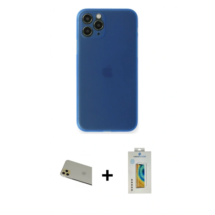 MARSİLYAN™- iPhone 11 Pro Max Kılıf Yadigar Yansıma Serisi - Siyah Polymer Nano Ekran Koruyucu + Rainbow Kamera Lens Koruma Cam - GD