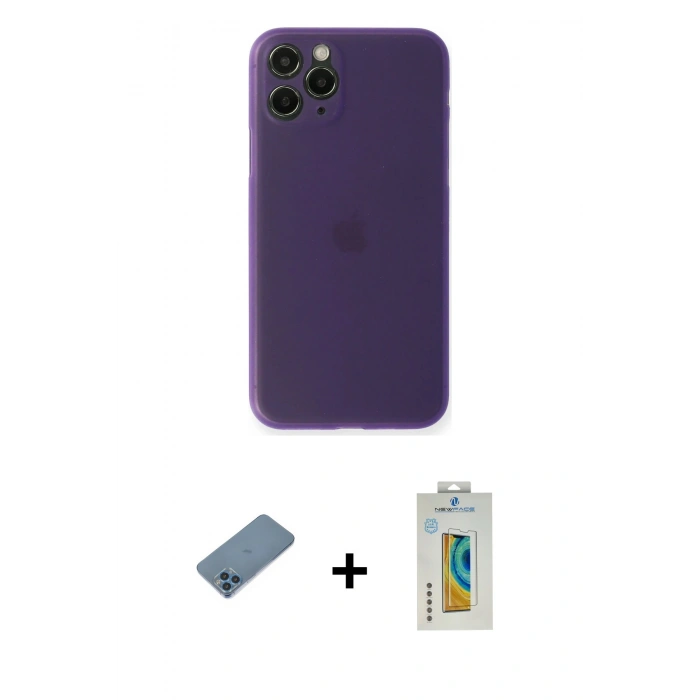 MARSİLYAN™- iPhone 11 Pro Max Kılıf Yadigar Yansıma Serisi - Siyah Polymer Nano Ekran Koruyucu + Shine Kamera Lens Koruma Cam - MI