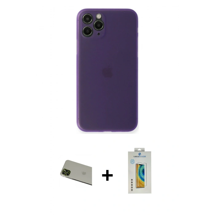 MARSİLYAN™- iPhone 11 Pro Max Kılıf Yadigar Yansıma Serisi - Siyah Polymer Nano Ekran Koruyucu + Yeşil Rainbow Kamera Lens Koruma Cam