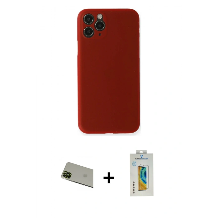 MARSİLYAN™- iPhone 11 Pro Max Kılıf Yadigar Yansıma Serisi - Siyah Polymer Nano Ekran Koruyucu + Yeşil Rainbow Kamera Lens Koruma Cam