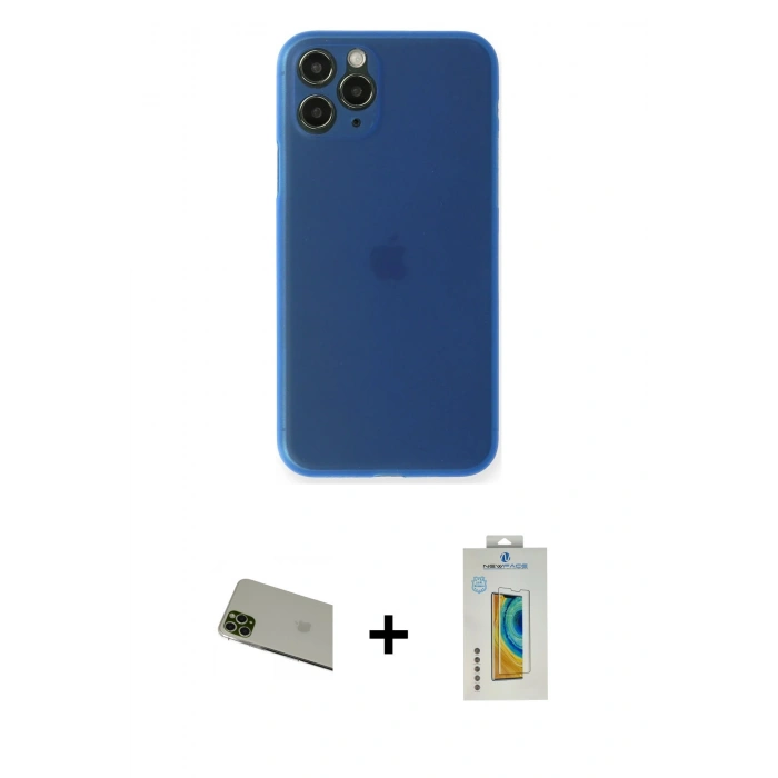MARSİLYAN™- iPhone 11 Pro Max Kılıf Yadigar Yansıma Serisi - Siyah Polymer Nano Ekran Koruyucu + Yeşil Rainbow Kamera Lens Koruma Cam