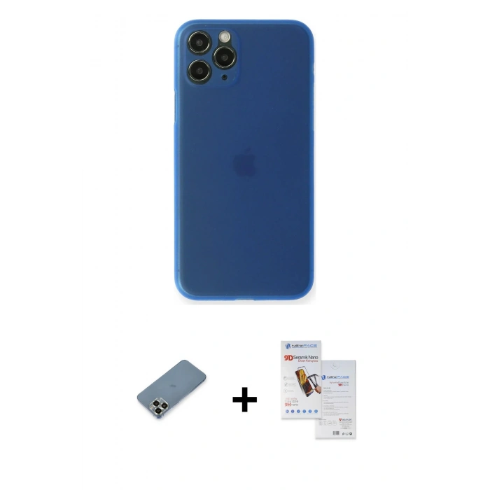 MARSİLYAN™- iPhone 11 Pro Max Kılıf Yadigar Yansıma Serisi - Siyah Seramik Nano Ekran Koruyucu + Metal Kamera Lens Koruma Cam - AKYL