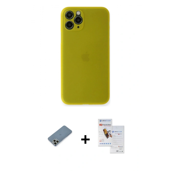MARSİLYAN™- iPhone 11 Pro Max Kılıf Yadigar Yansıma Serisi - Siyah Seramik Nano Ekran Koruyucu + Metal Kamera Lens Koruma Cam - AKYL