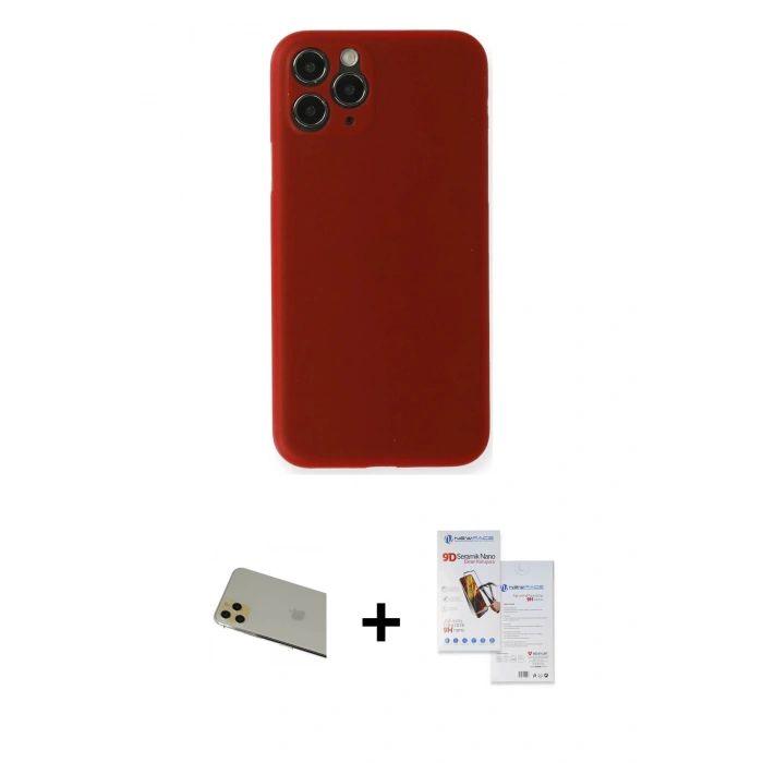 MARSİLYAN™- iPhone 11 Pro Max Kılıf Yadigar Yansıma Serisi - Siyah Seramik Nano Ekran Koruyucu + Rainbow Kamera Lens Koruma Cam - GD