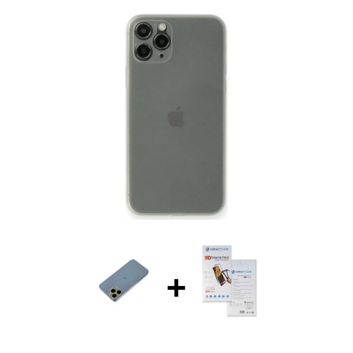 MARSİLYAN™- iPhone 11 Pro Max Kılıf Yadigar Yansıma Serisi - Siyah Seramik Nano Ekran Koruyucu + Shine Kamera Lens Koruma Cam - GD