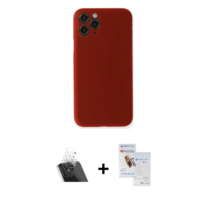 MARSİLYAN™- iPhone 11 Pro Max Kılıf Yadigar Yansıma Serisi - Siyah Seramik Nano Ekran Koruyucu + Kamera Lens Koruma Cam - SF