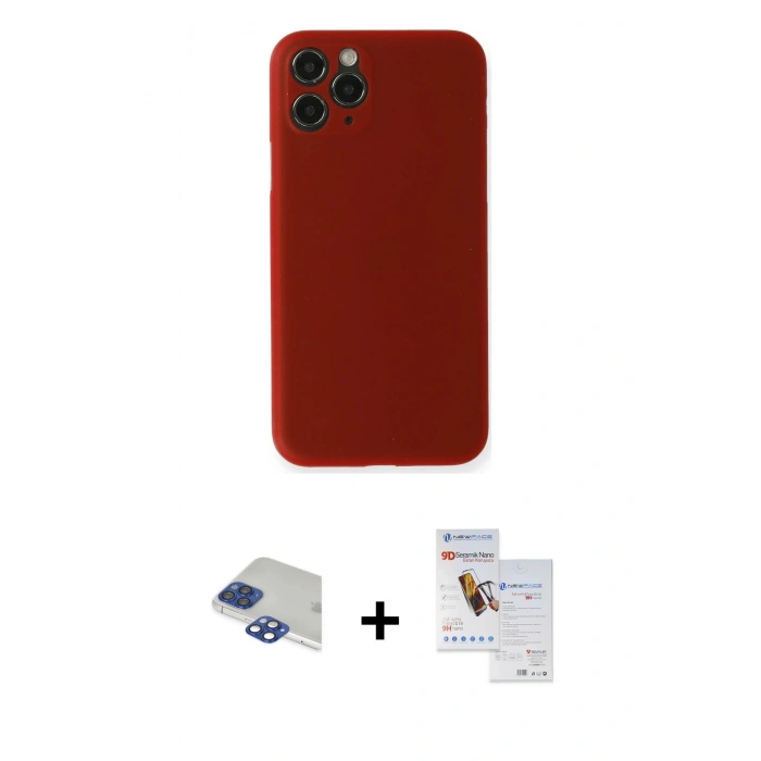 MARSİLYAN™- iPhone 11 Pro Max Kılıf Yadigar Yansıma Serisi - Siyah Seramik Nano Ekran Koruyucu + Pers Alüminyum Kamera Lens - LT