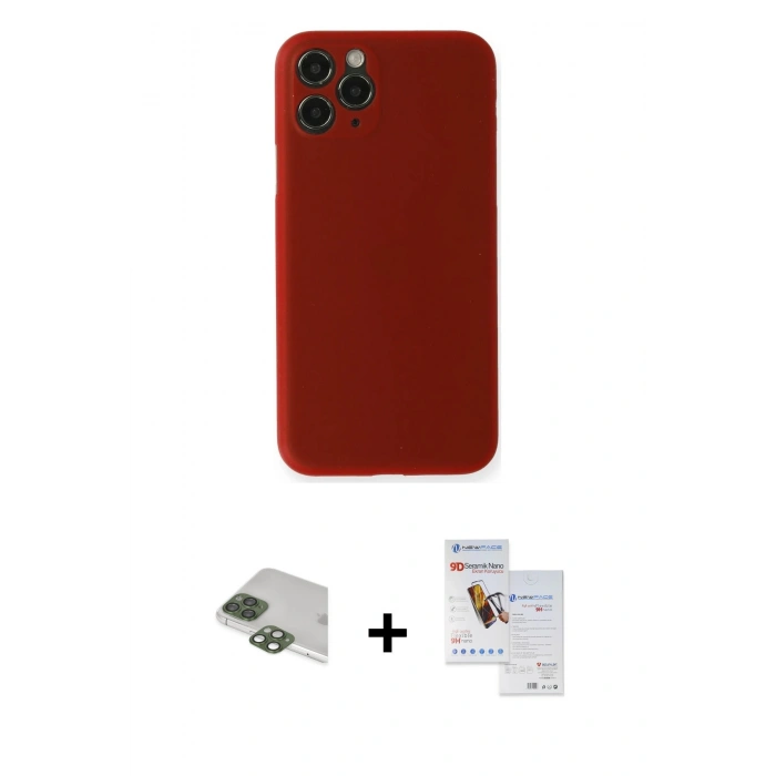 MARSİLYAN™- iPhone 11 Pro Max Kılıf Yadigar Yansıma Serisi - Siyah Seramik Nano Ekran Koruyucu + Pers Alüminyum Kamera Lens - YL
