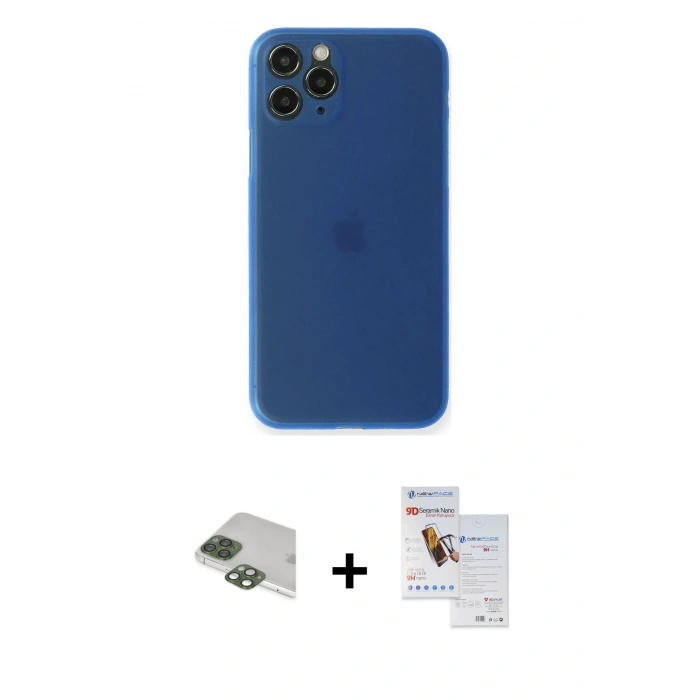 MARSİLYAN™- iPhone 11 Pro Max Kılıf Yadigar Yansıma Serisi - Siyah Seramik Nano Ekran Koruyucu + Pers Alüminyum Kamera Lens - YL