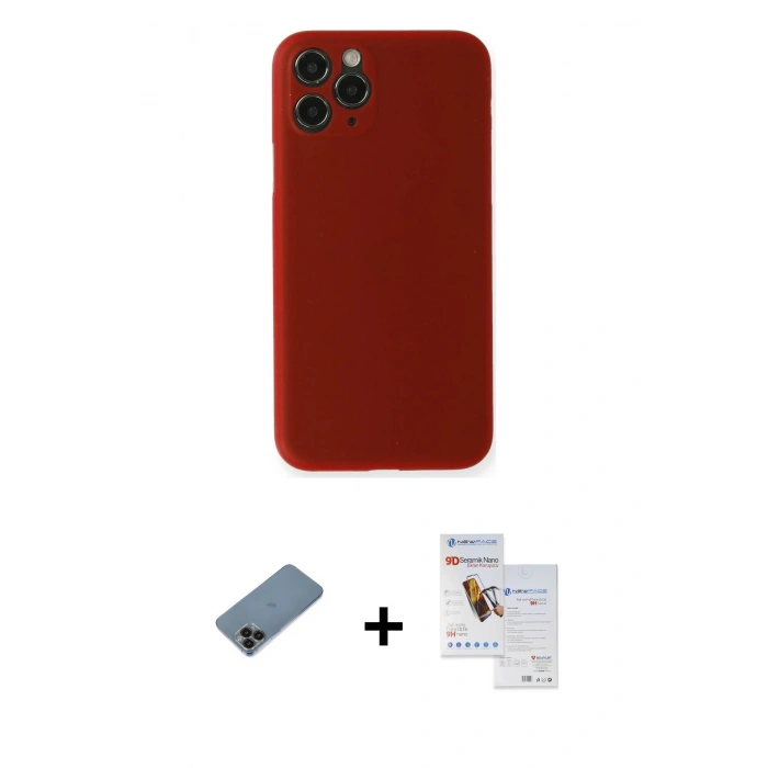 MARSİLYAN™- iPhone 11 Pro Max Kılıf Yadigar Yansıma Serisi - Siyah Seramik Nano Ekran Koruyucu + Shine Kamera Lens Koruma Cam - SH