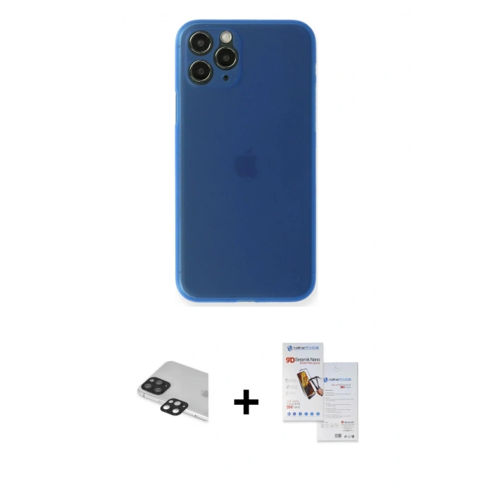 MARSİLYAN™- iPhone 11 Pro Max Kılıf Yadigar Yansıma Serisi - Siyah Seramik Nano Ekran Koruyucu + Pers Alüminyum Kamera Lens - SH