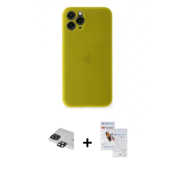 MARSİLYAN™- iPhone 11 Pro Max Kılıf Yadigar Yansıma Serisi - Siyah Seramik Nano Ekran Koruyucu + Pers Alüminyum Kamera Lens - SH