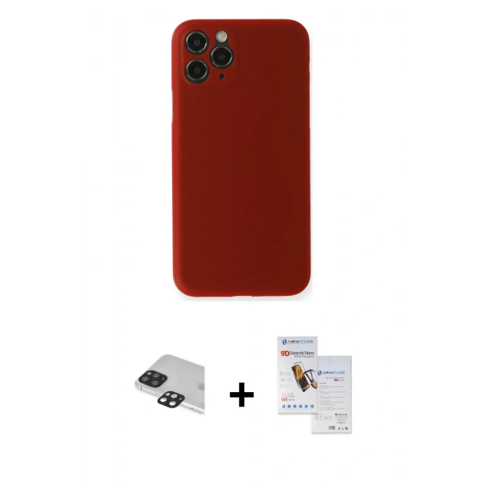 MARSİLYAN™- iPhone 11 Pro Max Kılıf Yadigar Yansıma Serisi - Siyah Seramik Nano Ekran Koruyucu + Pers Alüminyum Kamera Lens - SH