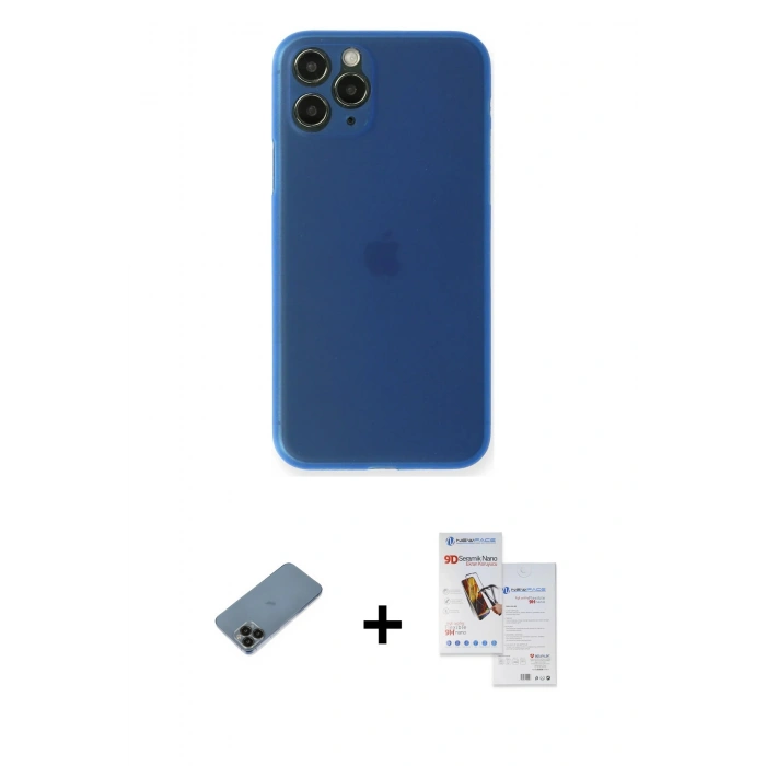 MARSİLYAN™- iPhone 11 Pro Max Kılıf Yadigar Yansıma Serisi - Siyah Seramik Nano Ekran Koruyucu + Siyah Shine Kamera Lens Koruma Cam