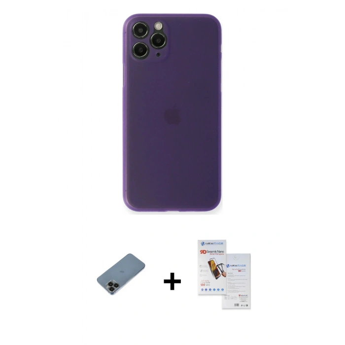 MARSİLYAN™- iPhone 11 Pro Max Kılıf Yadigar Yansıma Serisi - Siyah Seramik Nano Ekran Koruyucu + Siyah Shine Kamera Lens Koruma Cam
