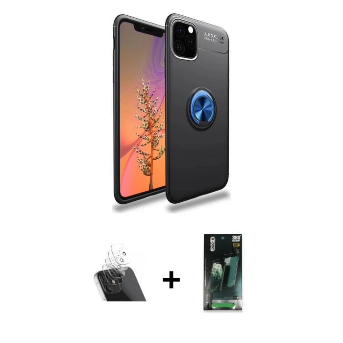 MARSİLYAN™- iPhone 11 Pro Max Kılıf Yankı Form Prime - Şeffaf 360 Full Body Arka Koruyucu + Kamera Lens Koruma Cam - SF