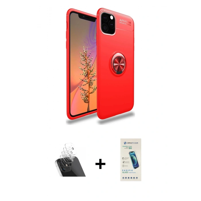 MARSİLYAN™- iPhone 11 Pro Max Kılıf Yankı Form Prime - Şeffaf Pasifik Cam Ekran Koruyucu + Şeffaf Kamera Lens Koruma Cam