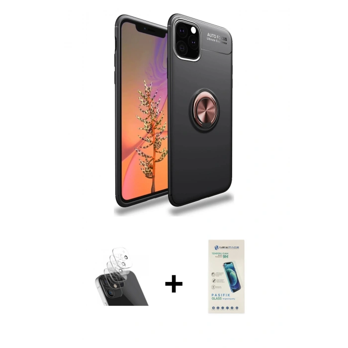MARSİLYAN™- iPhone 11 Pro Max Kılıf Yankı Form Prime - Şeffaf Pasifik Cam Ekran Koruyucu + Şeffaf Kamera Lens Koruma Cam