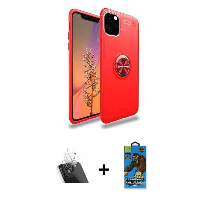 MARSİLYAN™- iPhone 11 Pro Max Kılıf Yankı Form Prime - Siyah 18D Cam Ekran Koruyucu + Kamera Lens Koruma Cam - SF