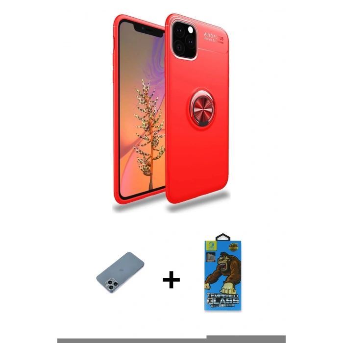 MARSİLYAN™- iPhone 11 Pro Max Kılıf Yankı Form Prime - Siyah 18D Cam Ekran Koruyucu + Shine Kamera Lens Koruma Cam - SABE
