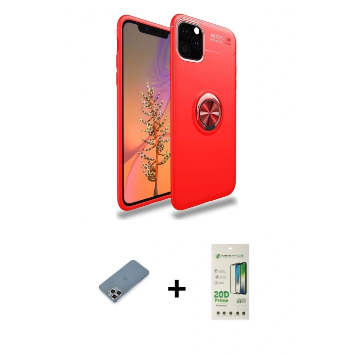 MARSİLYAN™- iPhone 11 Pro Max Kılıf Yankı Form Prime - Siyah 20D Premium Cam Ekran Koruyucu + Metal Kamera Lens Koruma Cam - GS