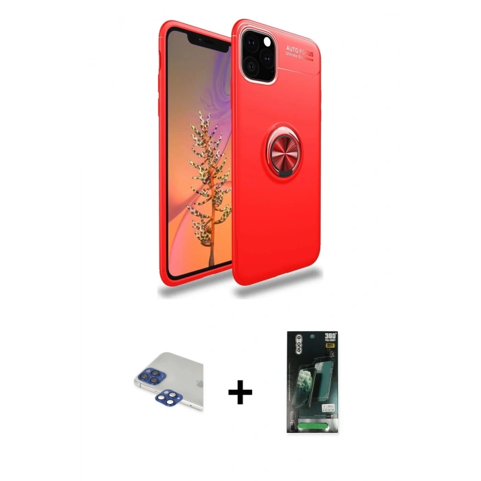 MARSİLYAN™- iPhone 11 Pro Max Kılıf Yankı Form Prime - Siyah 360 Mat Full Body Arka Koruyucu + Pers Alüminyum Kamera Lens - LT