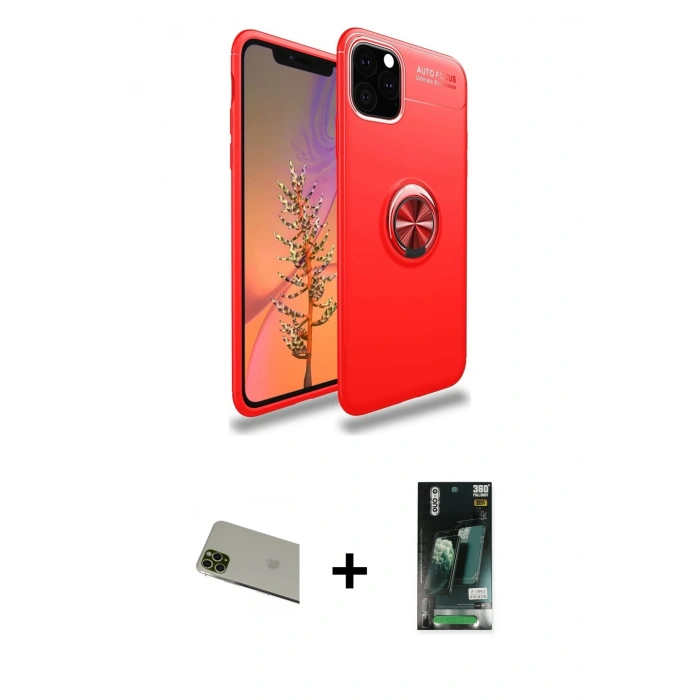 MARSİLYAN™- iPhone 11 Pro Max Kılıf Yankı Form Prime - Siyah 360 Mat Full Body Arka Koruyucu + Rainbow Kamera Lens Koruma Cam - YL